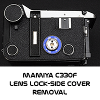 Mamiya C330f Lens Lock-Side Cover Removal